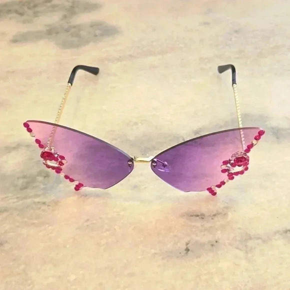 Butterfly Cutout Shades – Purple Gradient & Pink Crystals main image 7